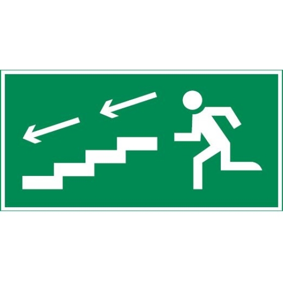 пиктограмма "ПО ЛЕСТНИЦЕ ВНИЗ ВЛЕВО" 300х150мм для аварийно-эвакуационного светильника Giant/Vision/Twofold/Evade